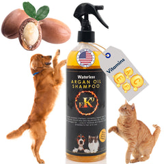 E3 champú seco para perros y gatos con argán, limpieza rápida.