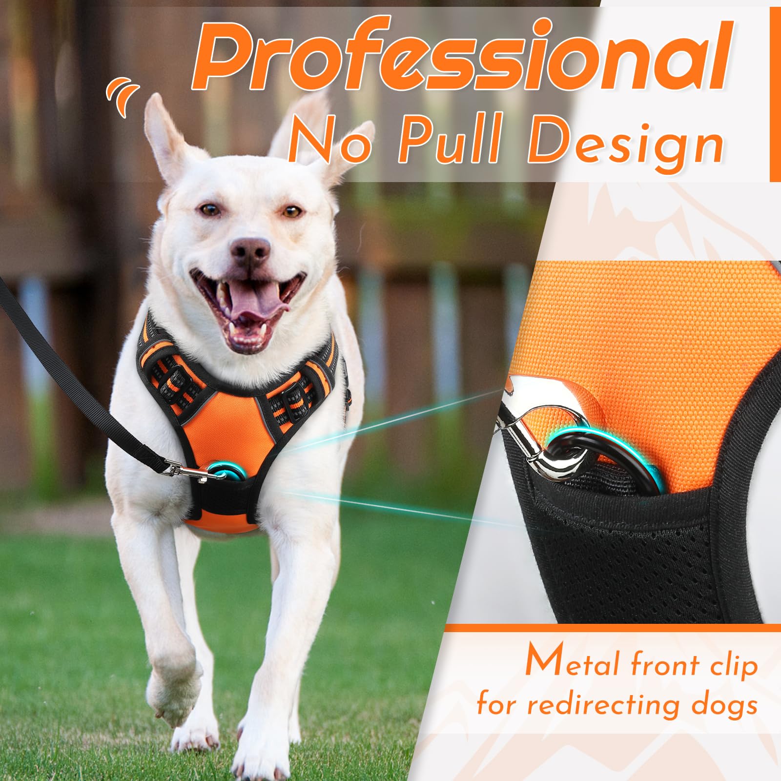 Arnés Eagloo para perros grandes, vista lateral, experiencia de control cómodo.