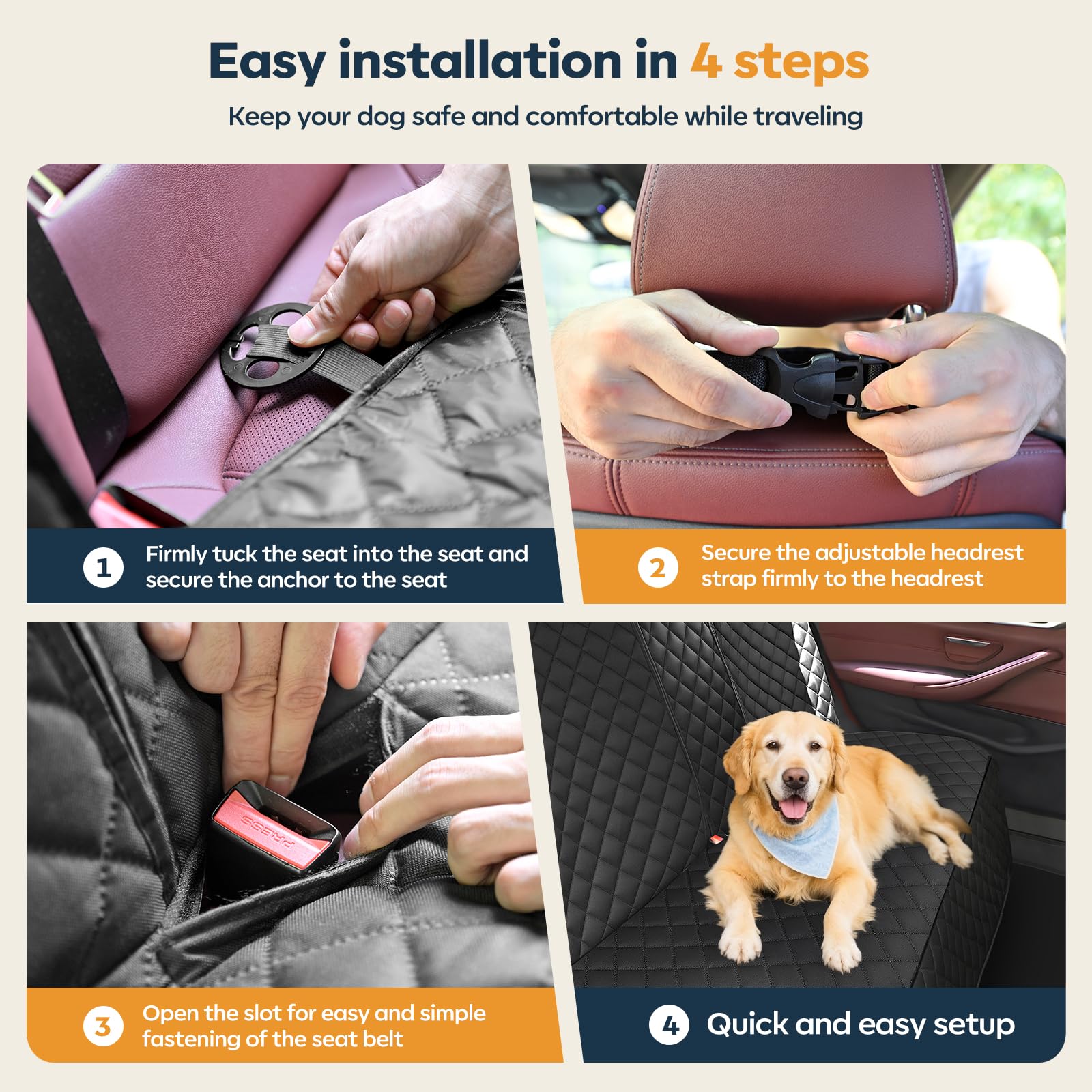 Eamefia limpieza fácil del cobertor de asiento para perros