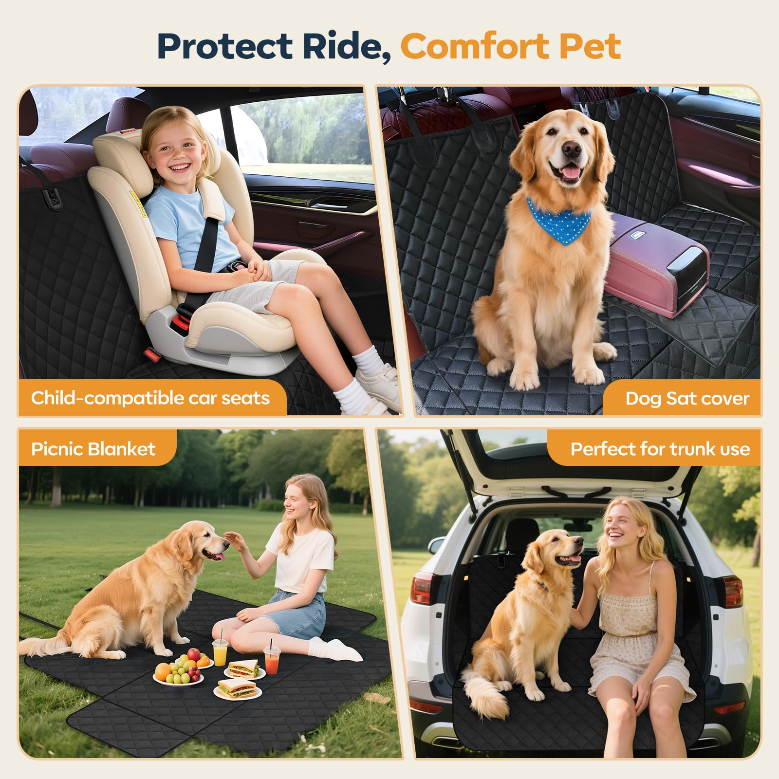 Eamefia protección de interiores con cobertor de asiento para perros