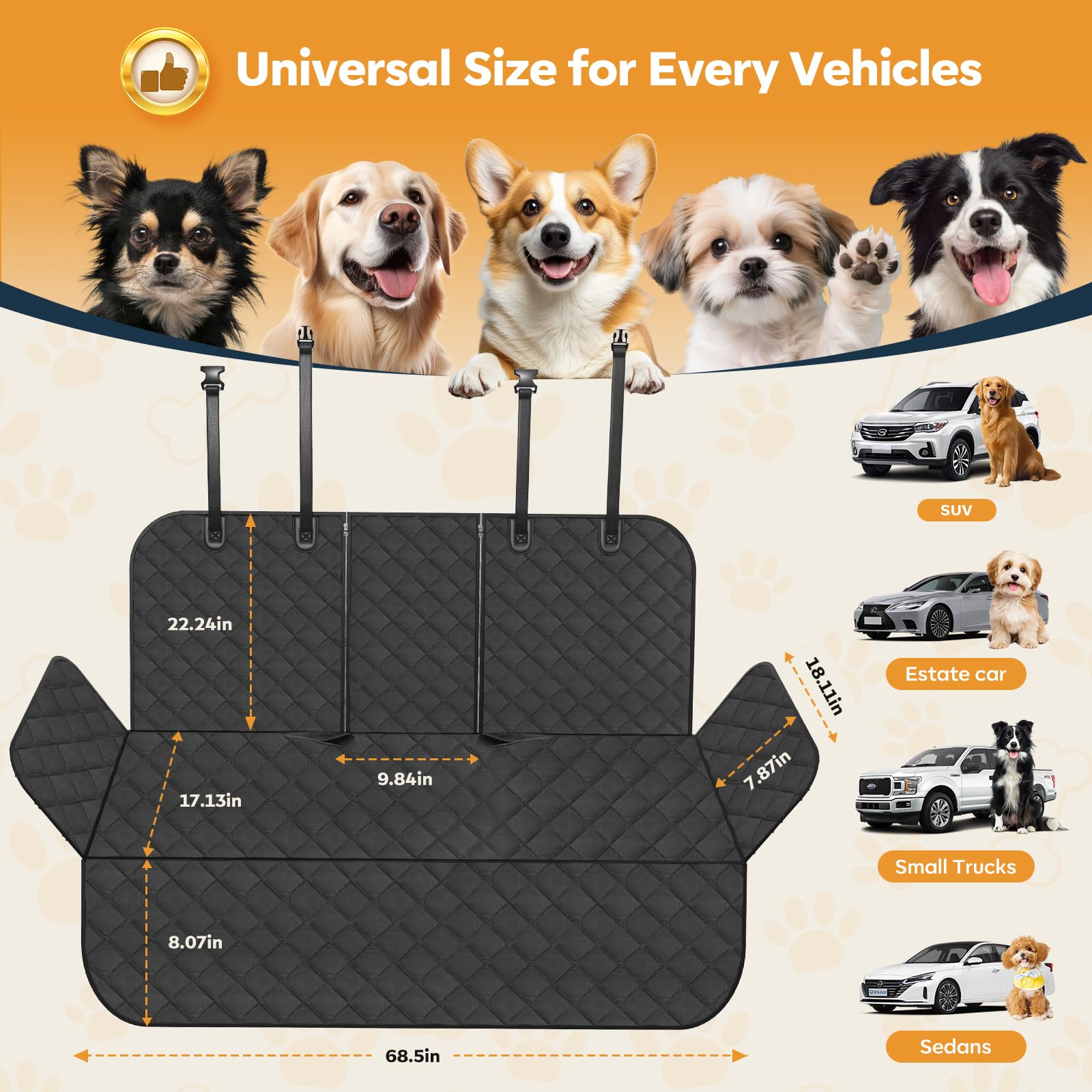 Eamefia talla universal para cobertor de asiento de perro