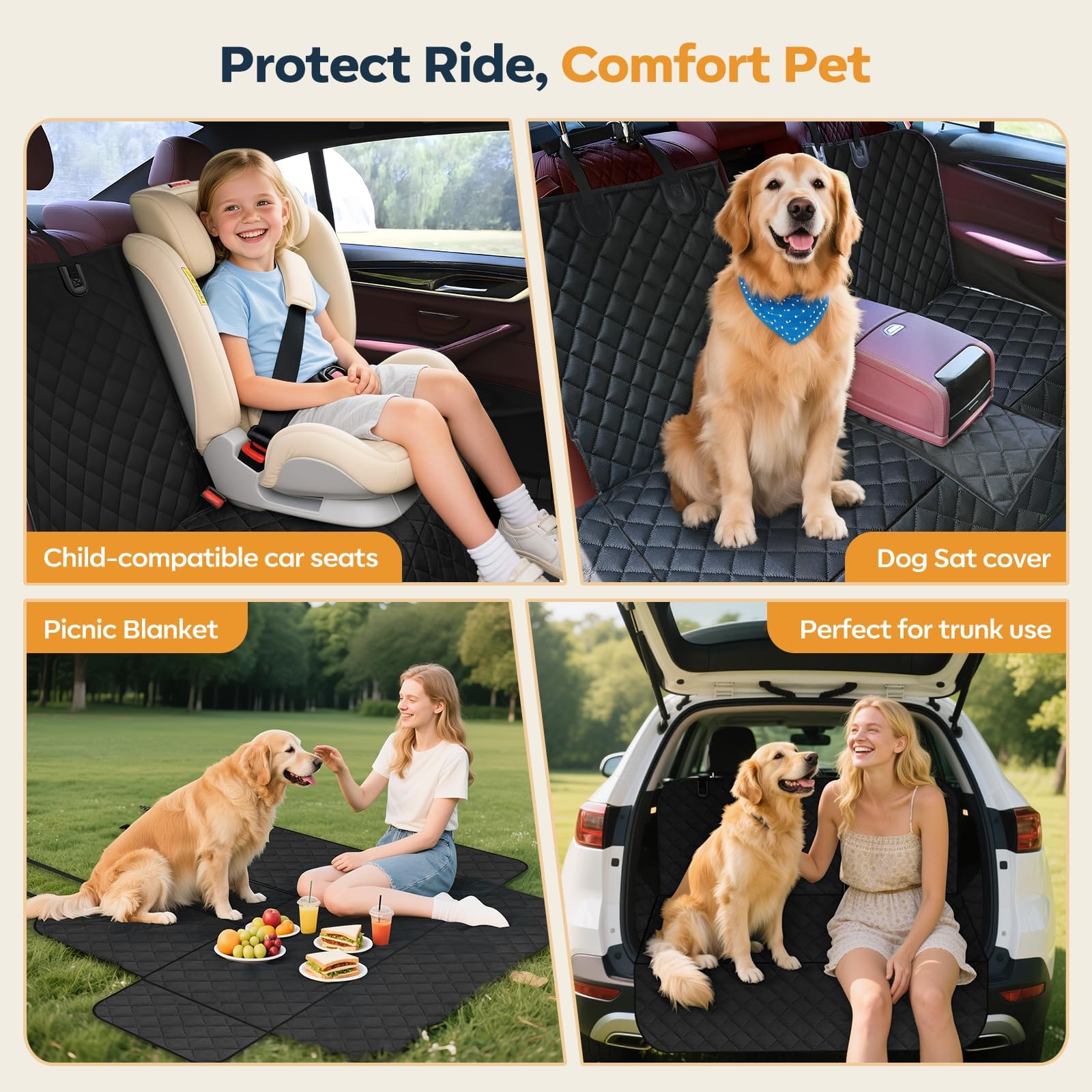 Funda-impermeable-para-perro-en-coche de Eamefia protege en días de lluvia.