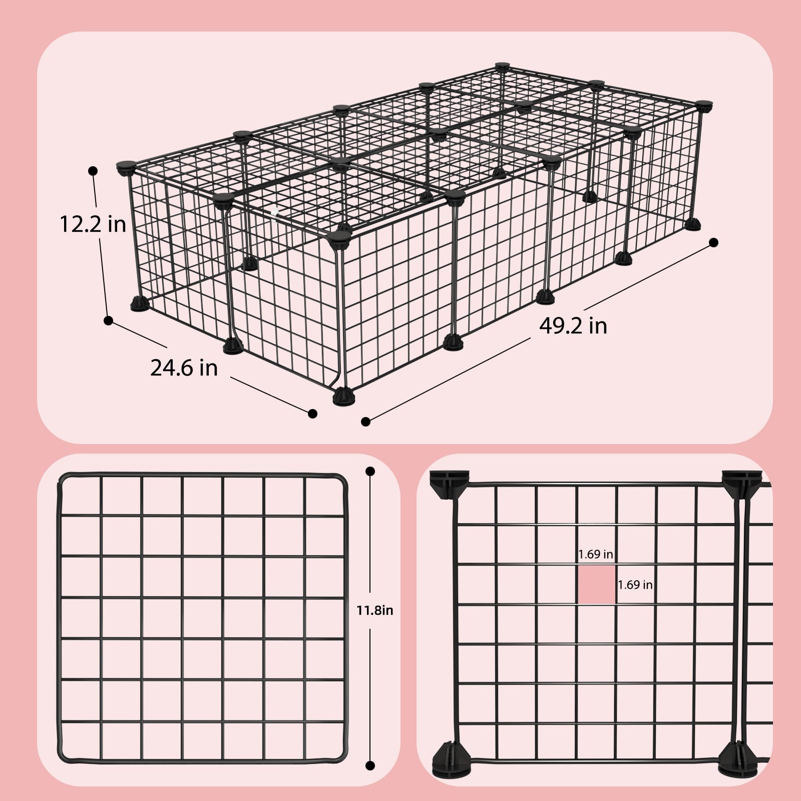 EAROND paneles de rejilla metálicos brindan estructura estable para mascotas pequeñas.
