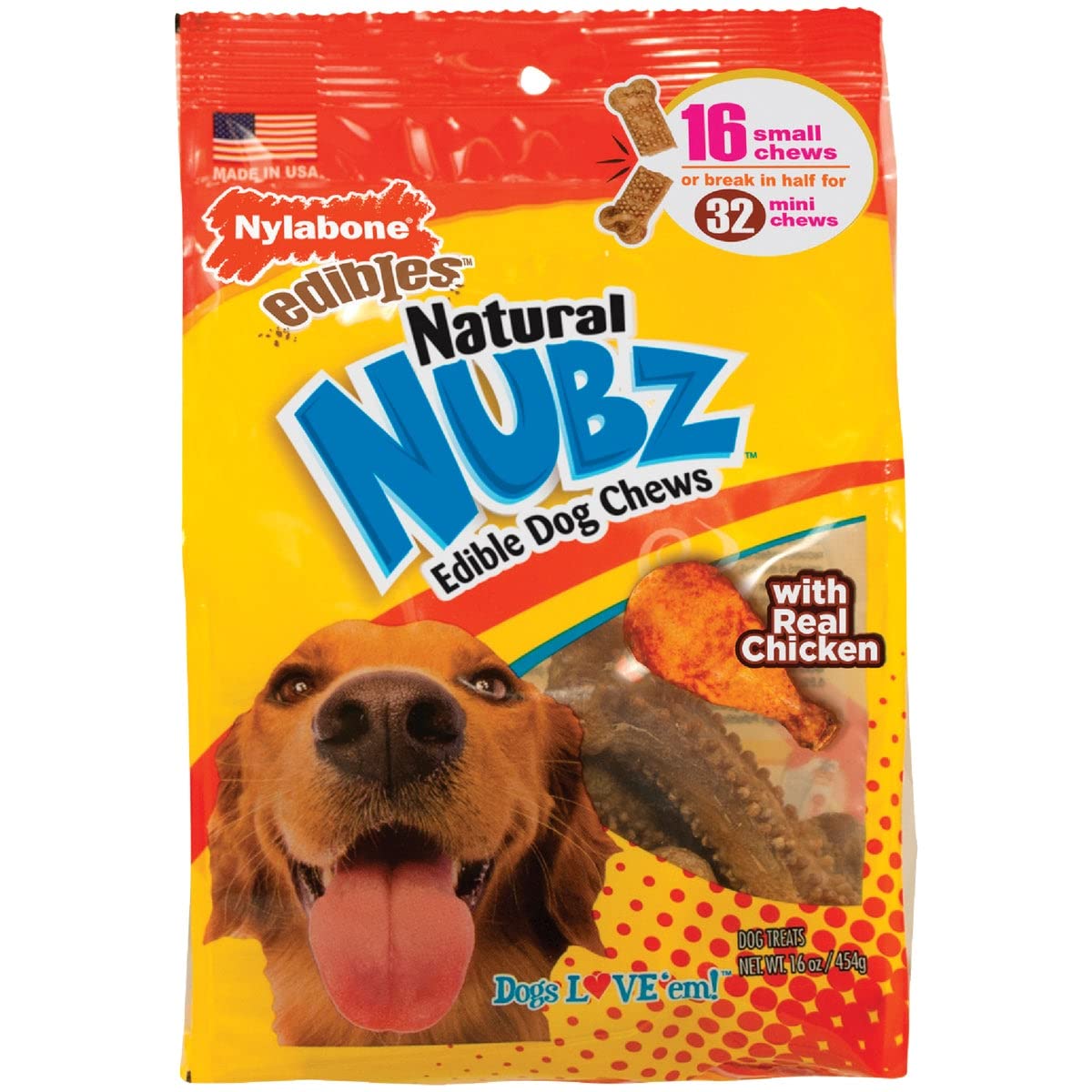 Earscrubbers Nubz pollo pequeño, recompensa sabrosa para perros que apoya dientes sanos