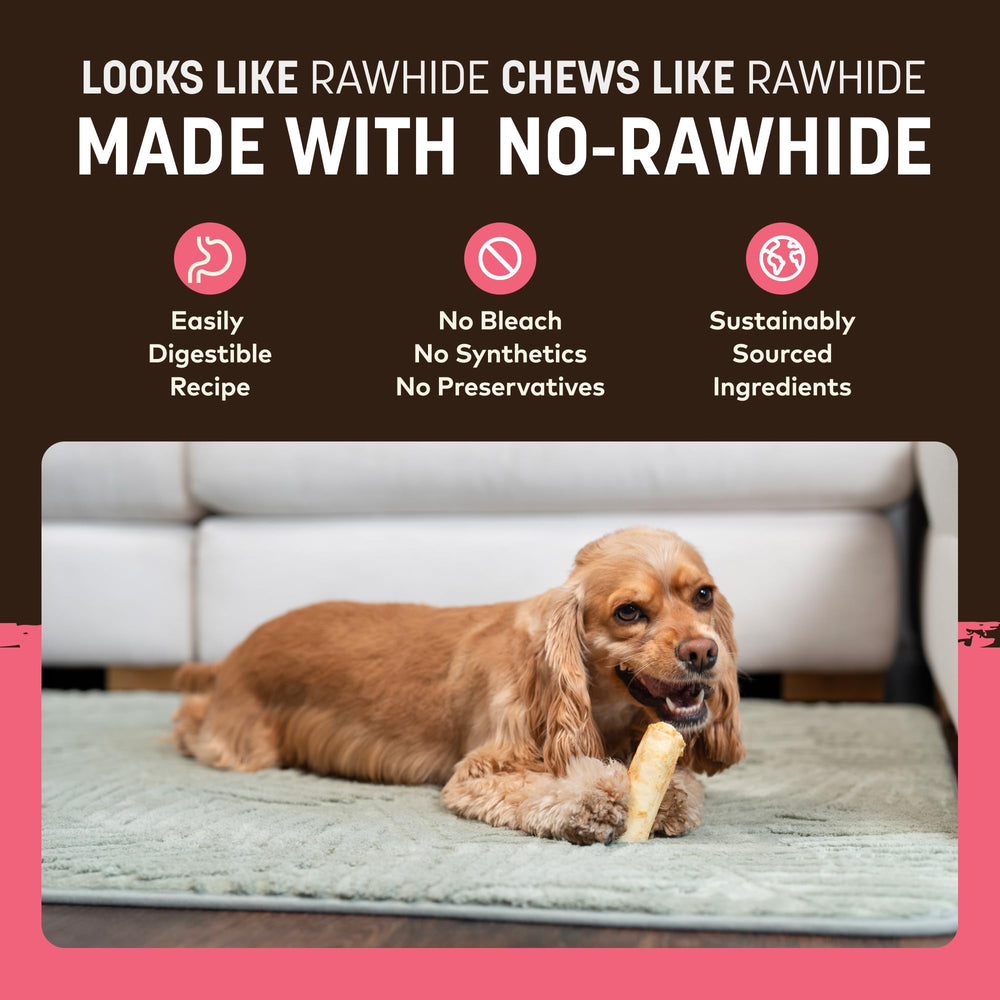 Earth Animal No Hide Chews empaque con dos rollos, compra conveniente.