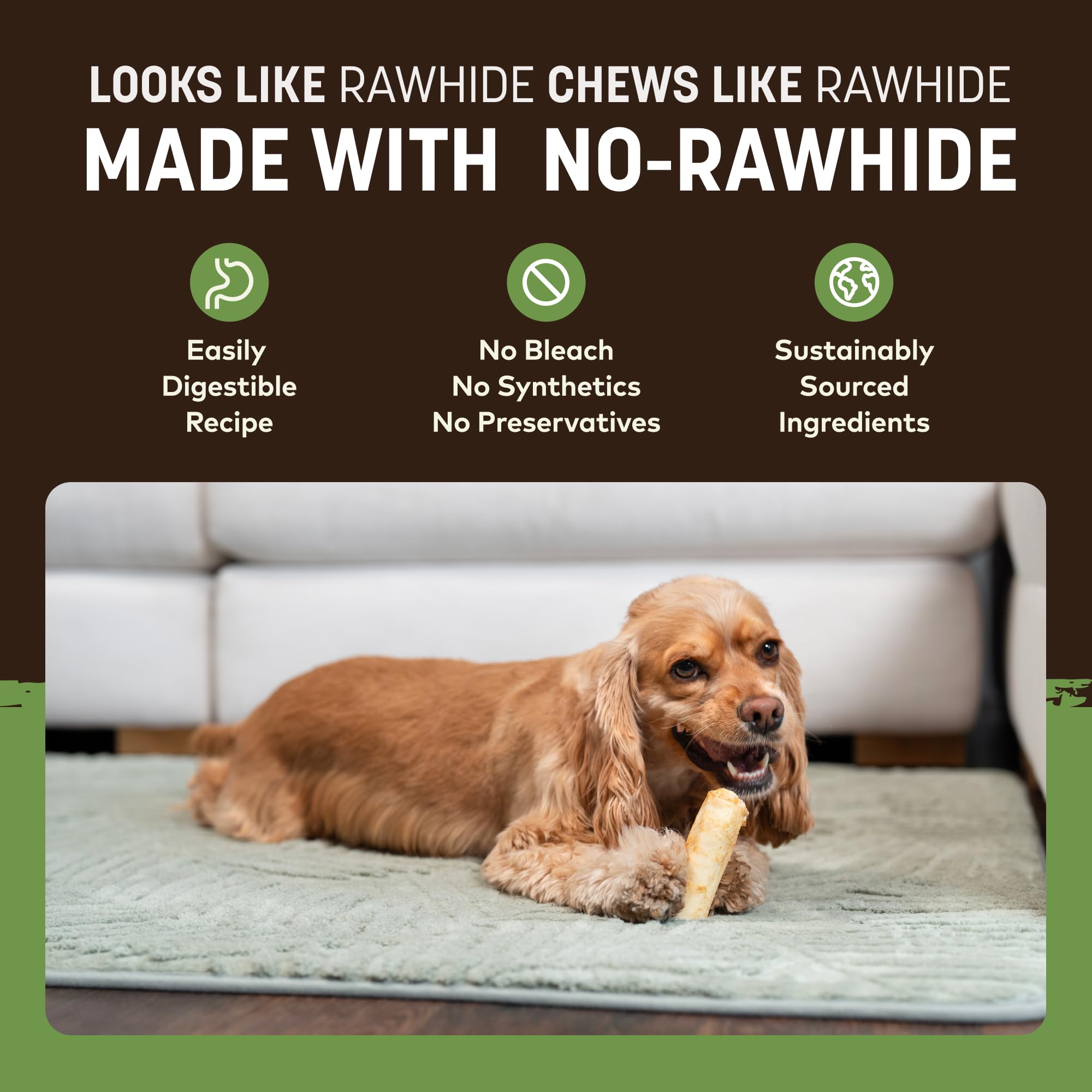 Earth Animal No Hide Chews hecho en EE. UU. con cerdo criado de forma humana
