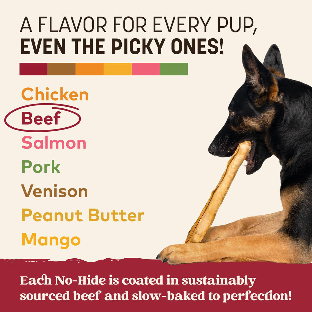 Earth Animal No Hide Chews: producido en EE. UU. con res alimentada con pasto.