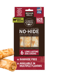Earth Animal No Hide Chews rollos mediano, masticación duradera para perros mediano