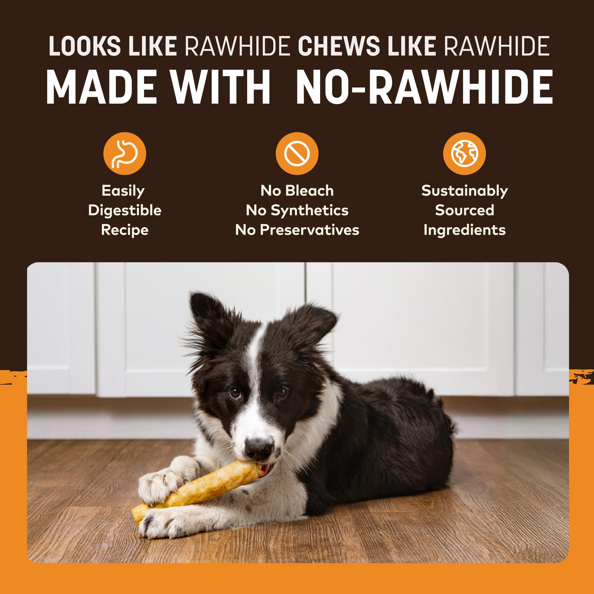 Earth Animal No Hide Chews: sin blanqueadores, sin sintéticos ni conservantes.