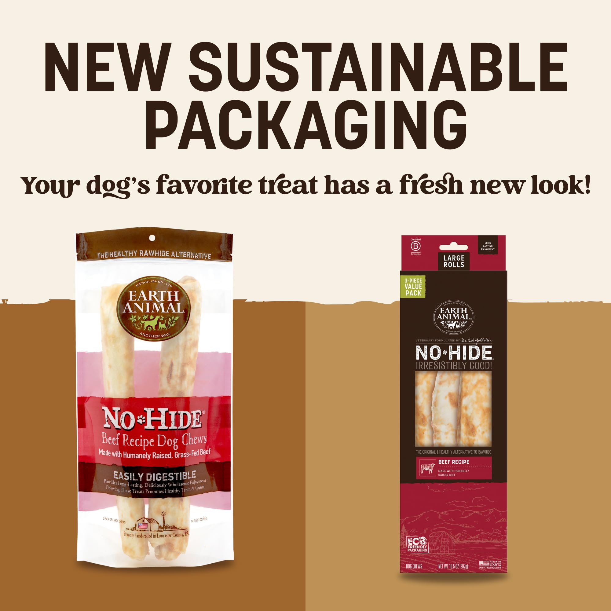 Earth Animal No Hide Chews textura masticable para masticadores activos.