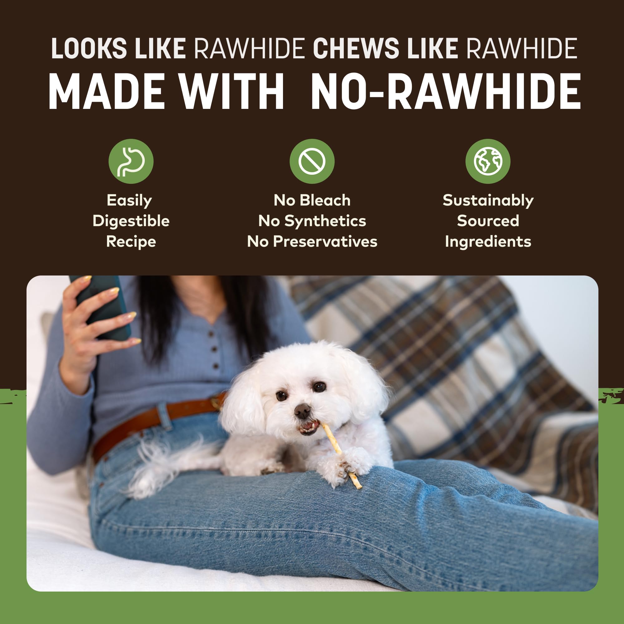 Ingredientes puros de Earth Animal No Hide Stix, sin aditivos