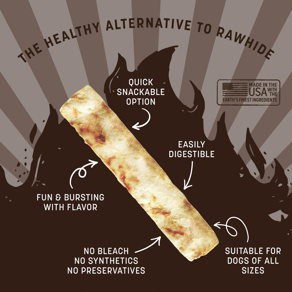 Earth Animal No-Hide Strips: tiras para perros con pollo y pavo ahumado.