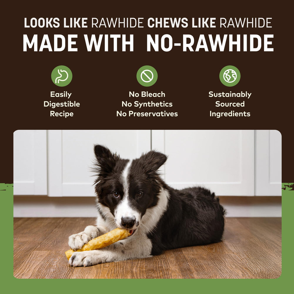 Earth Animal rollos sin cuero: para perros medianos, sabor a cerdo.