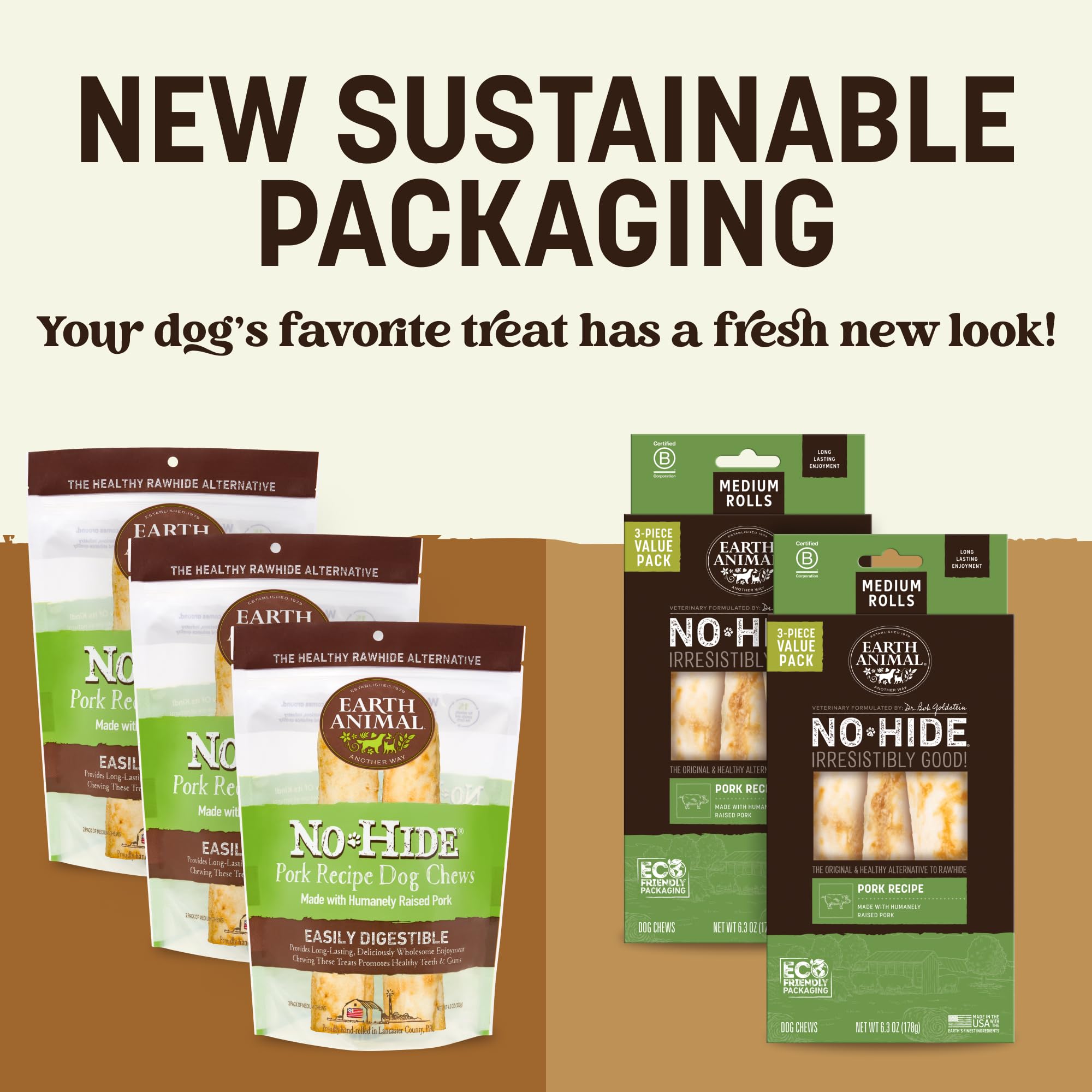Earth Animal rollos sin cuero: cerdo, ideal para perros mordedores.