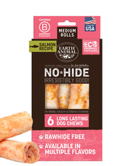 Earth Animal sin piel masticables de salmón para perros medianos, diversión duradera.