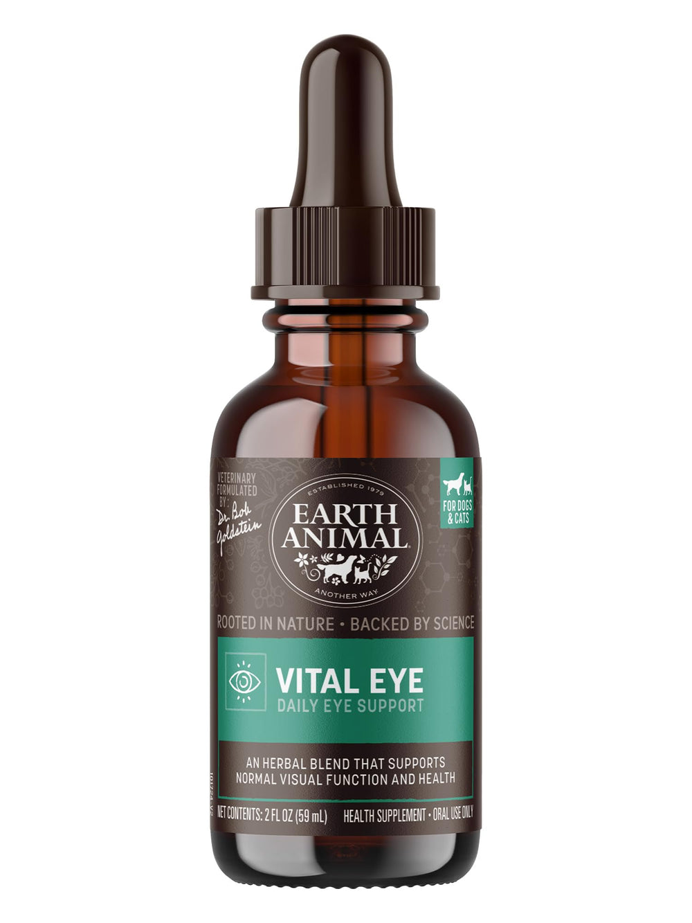 Vital Eye de Earth Animal, gotero en botella para uso diario en mascotas