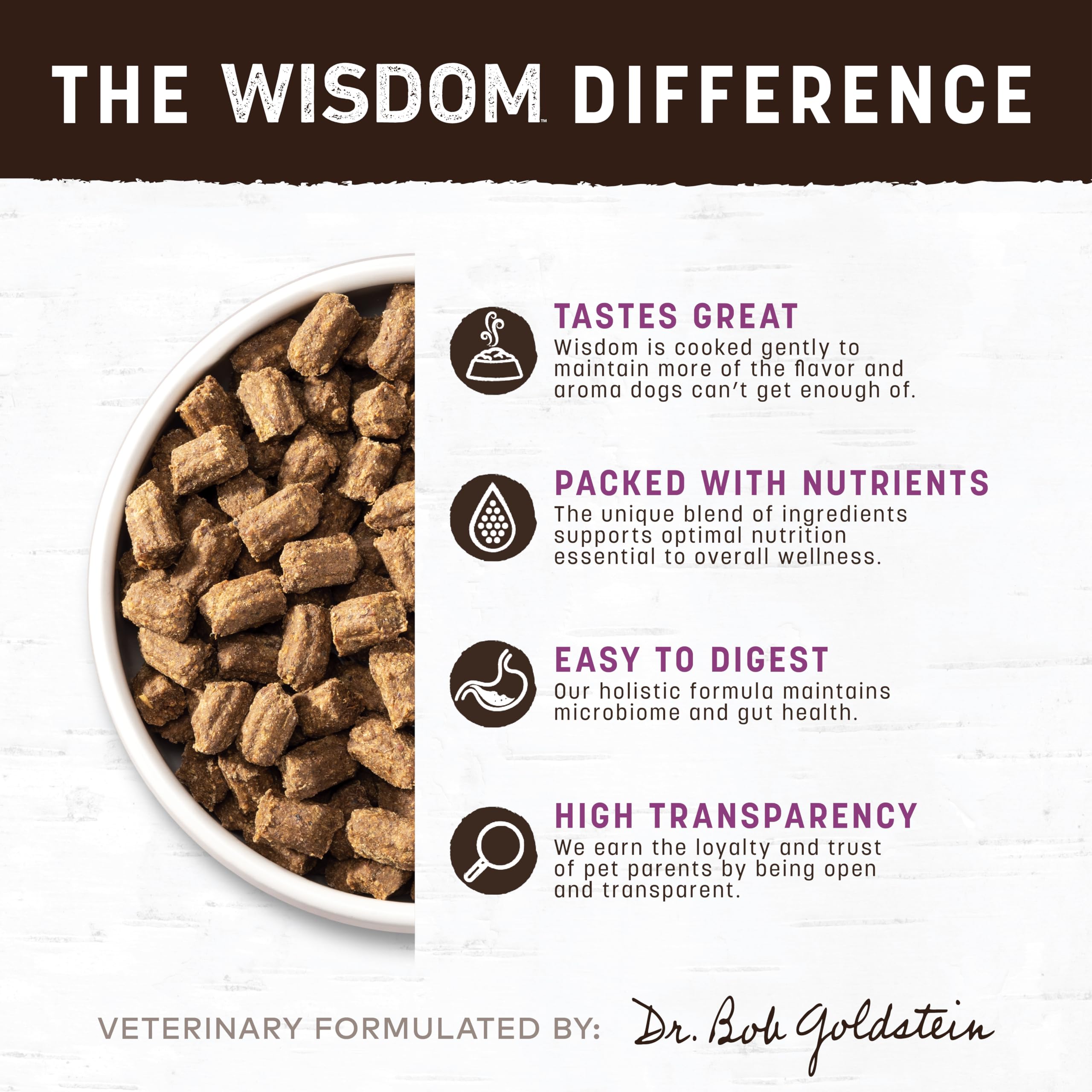 Earth Animal Wisdom variedad nutricional con ingredientes reales para perros de todas las edades.