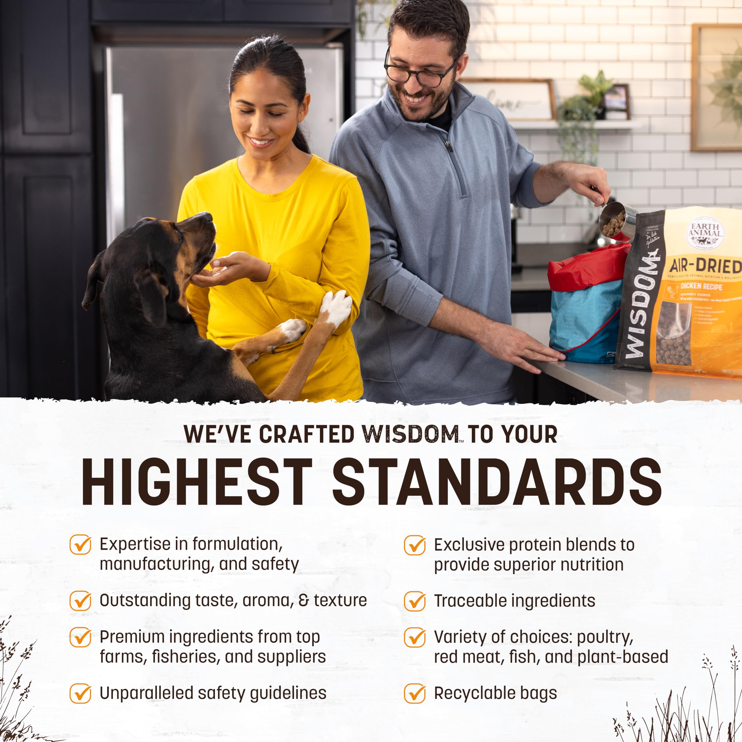 Earth Animal Wisdom: ingredientes clave con pollo, órganos y sardinas para nutrición variada