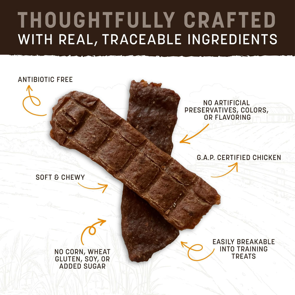 Earth Animal Wisdom: tiras de pollo secadas al aire, sabor natural para perros exigentes