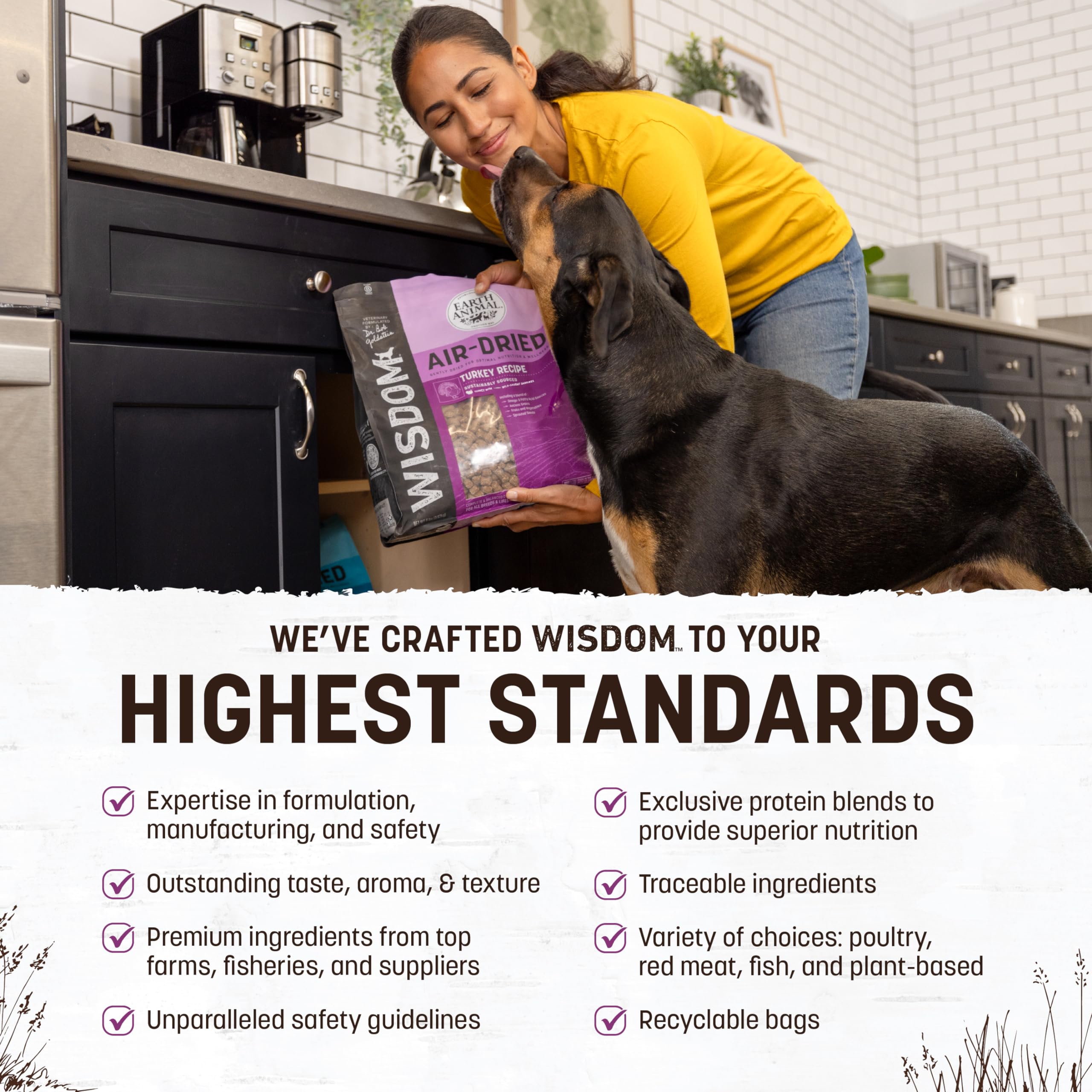 Earth Animal Wisdom textura jerky para perros ofrece sabor y variedad de uso.