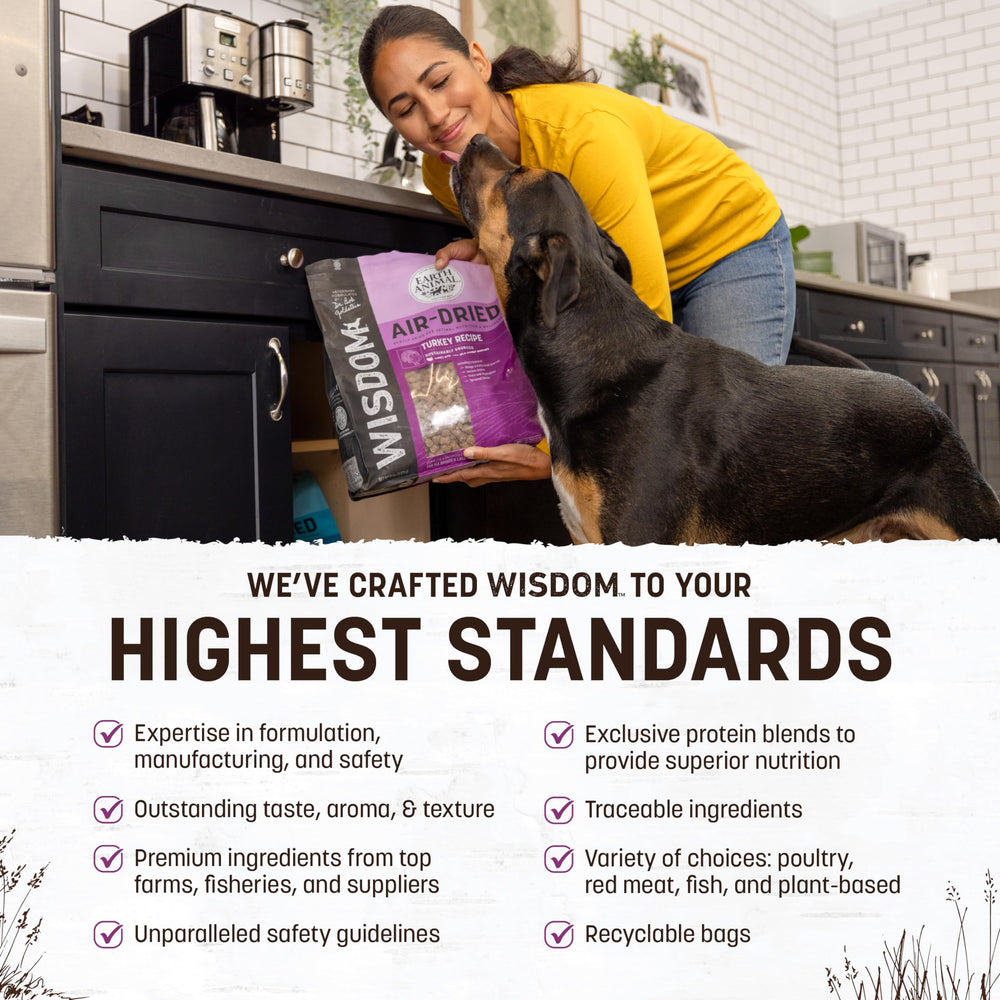Earth Animal Wisdom textura jerky para perros ofrece sabor y variedad de uso.