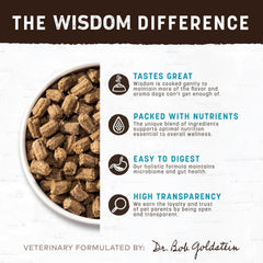 Earth Animal Wisdom, textura tipo tiras deshidratadas, alimento seco atractivo para perros exigentes.