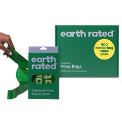 Earth Rated bolsas excrementos con asa lavanda para paseos limpios