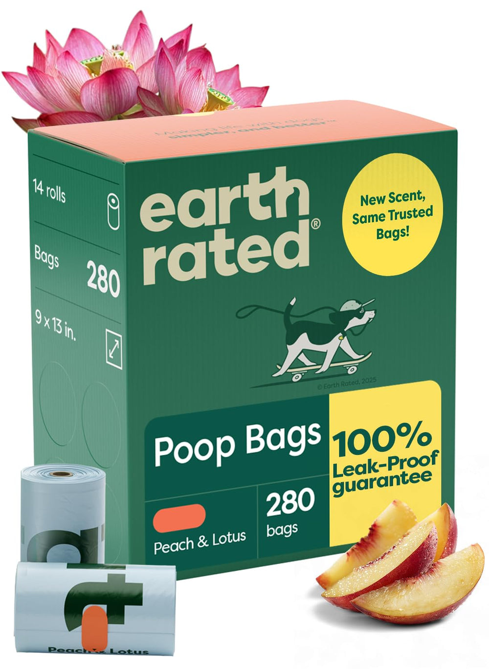 Earth Rated bolsas para perros duraderas, tamaño 13x9, ideales para paseos limpios.