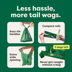Earth Rated bolsas a prueba de fugas para tranquilidad durante la recogida.
