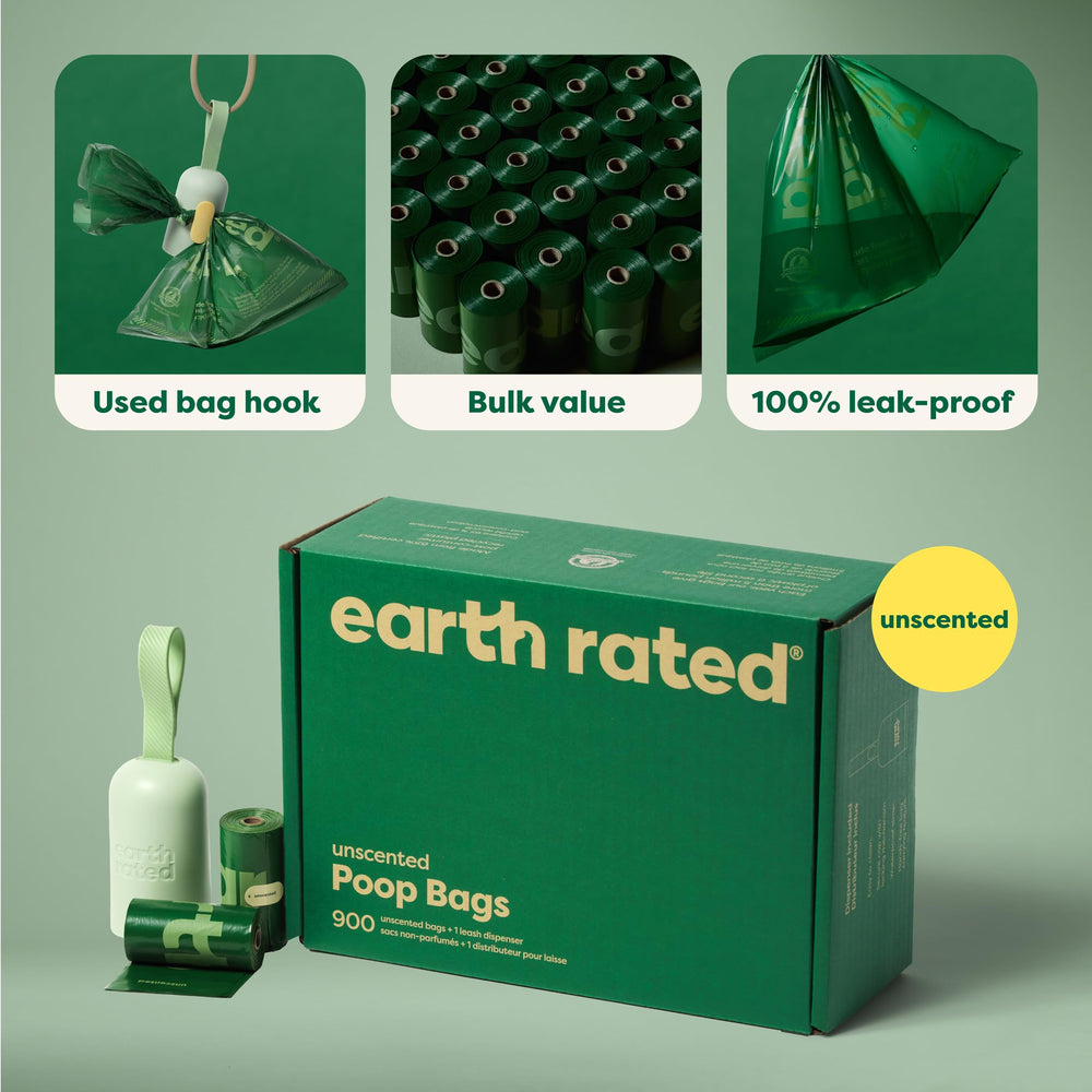 Earth Rated bolsas sin fragancia, paquete de 900 para paseos limpios