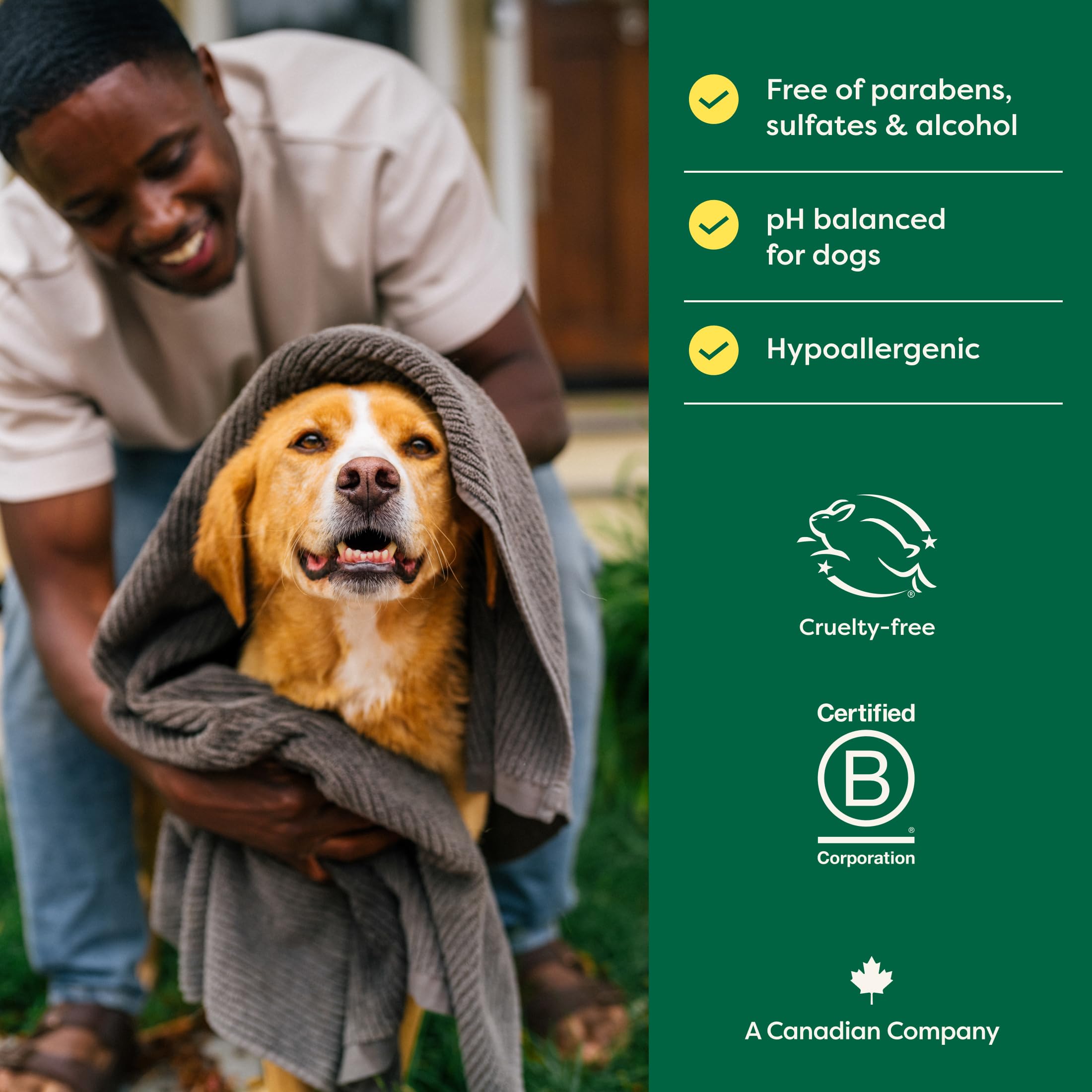 Earth Rated champú perro aroma té blanco albahaca fresca.