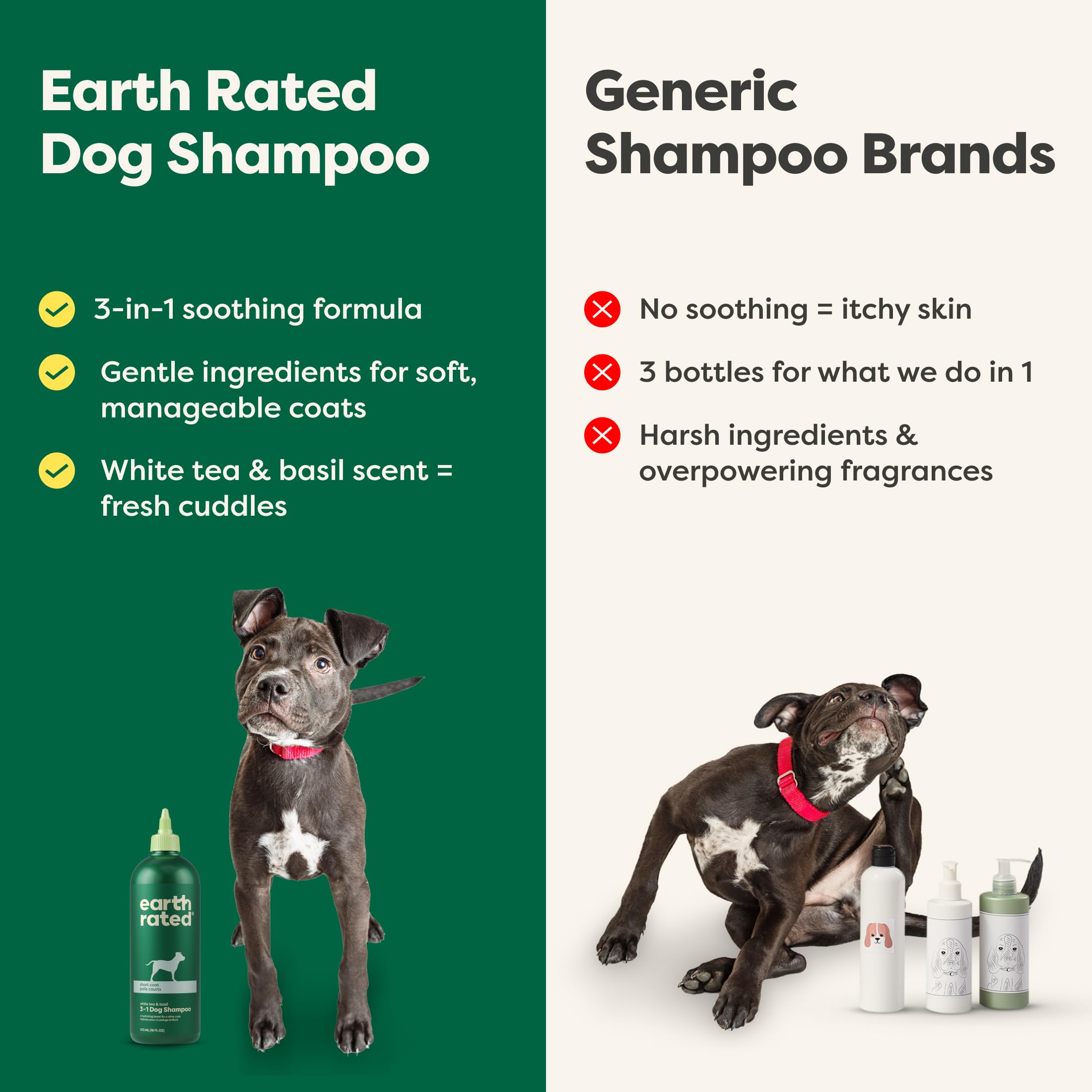 Earth Rated champú perro desodorización efectiva para olores persistentes.