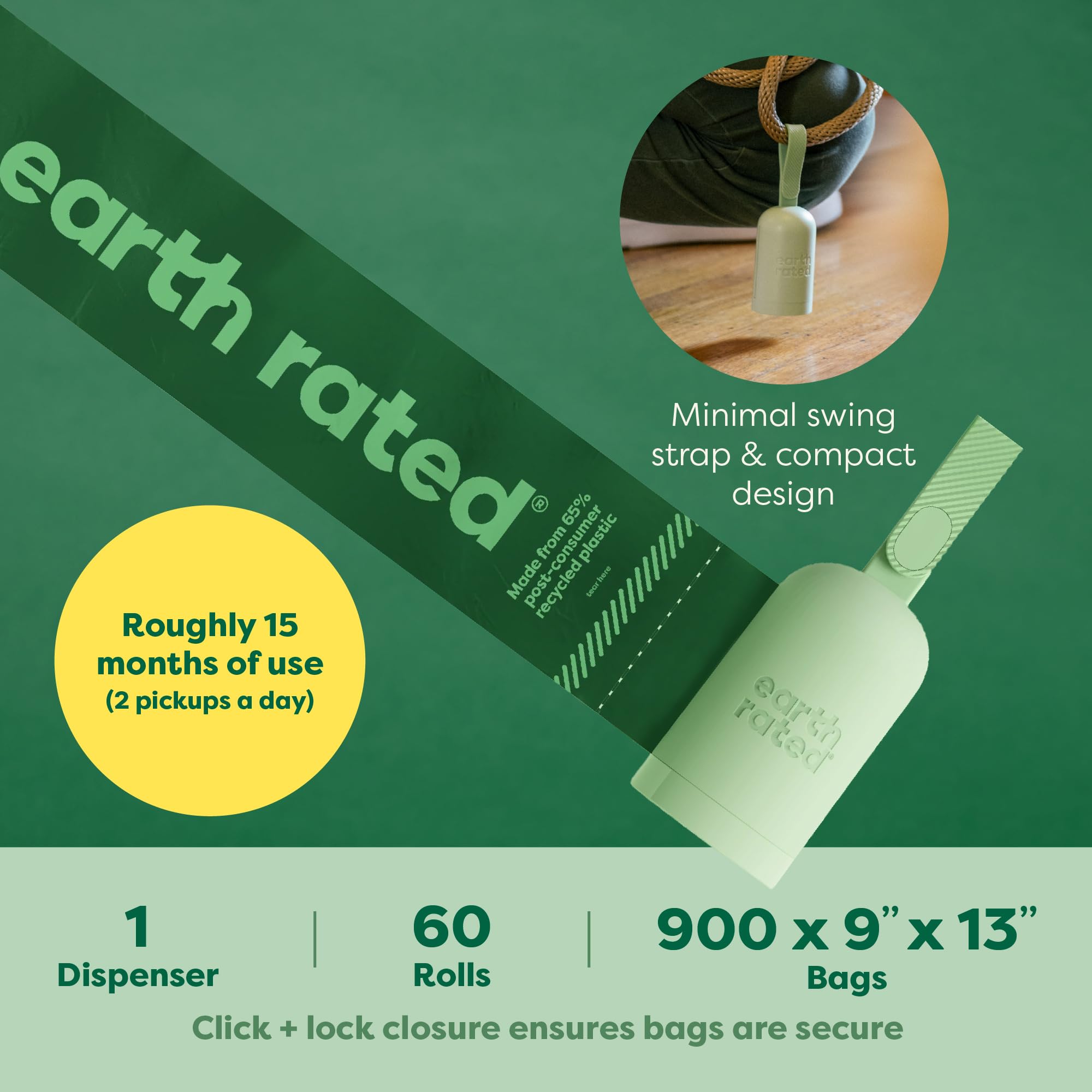 Earth Rated gancho amarillo, mantiene bolsas usadas sin ensuciar las manos