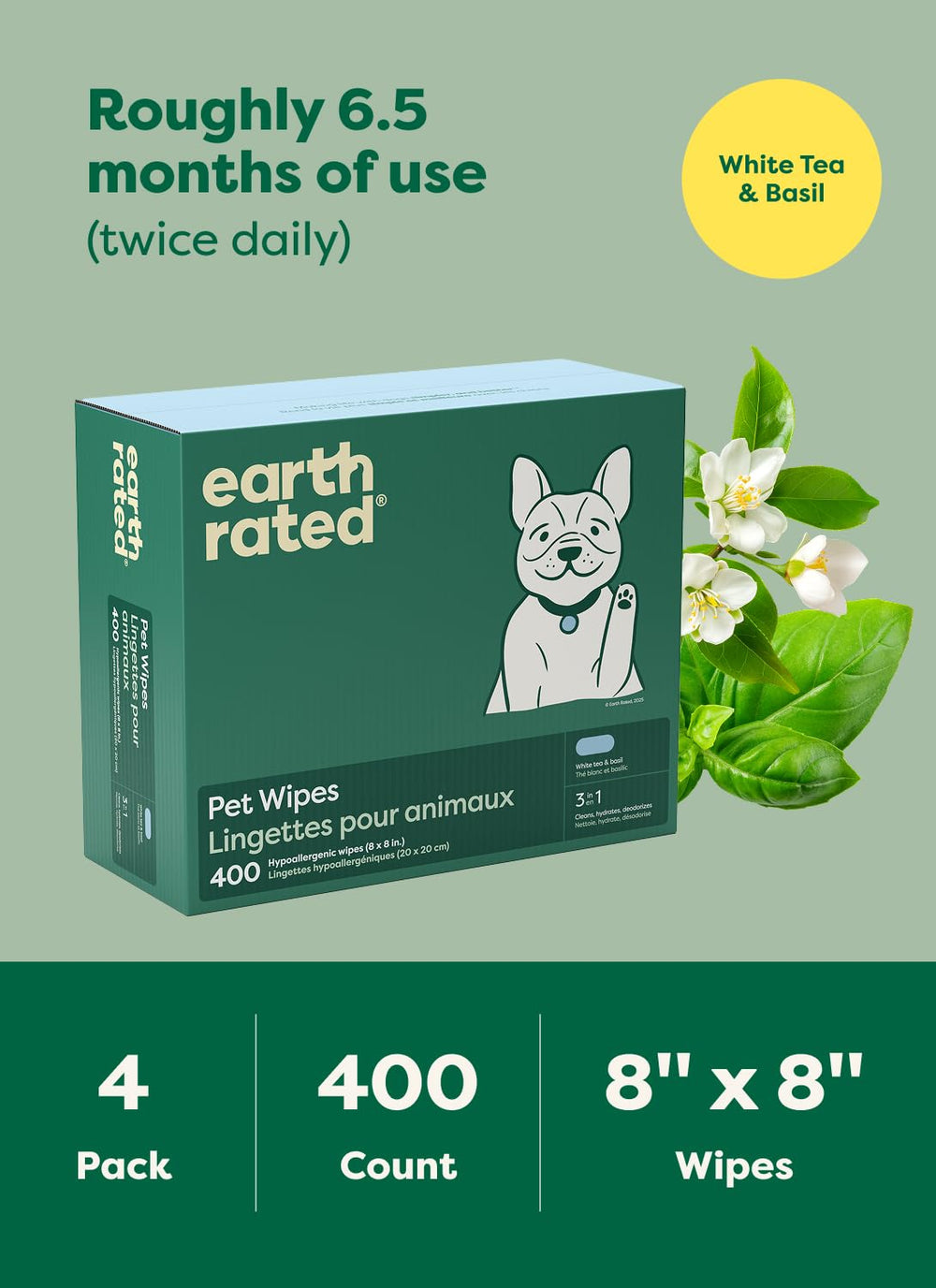 Earth Rated Pet Wipes envase nuevo que facilita su uso