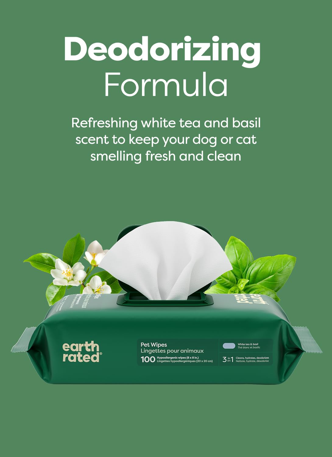 Earth Rated Pet Wipes hipoalergénicas sin alcohol para mascotas