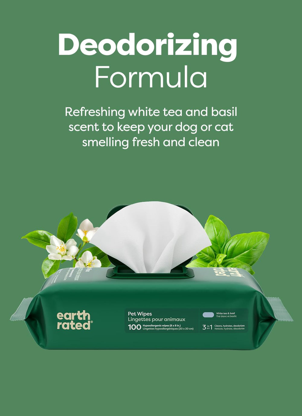 Earth Rated Pet Wipes hipoalergénicas sin alcohol para mascotas