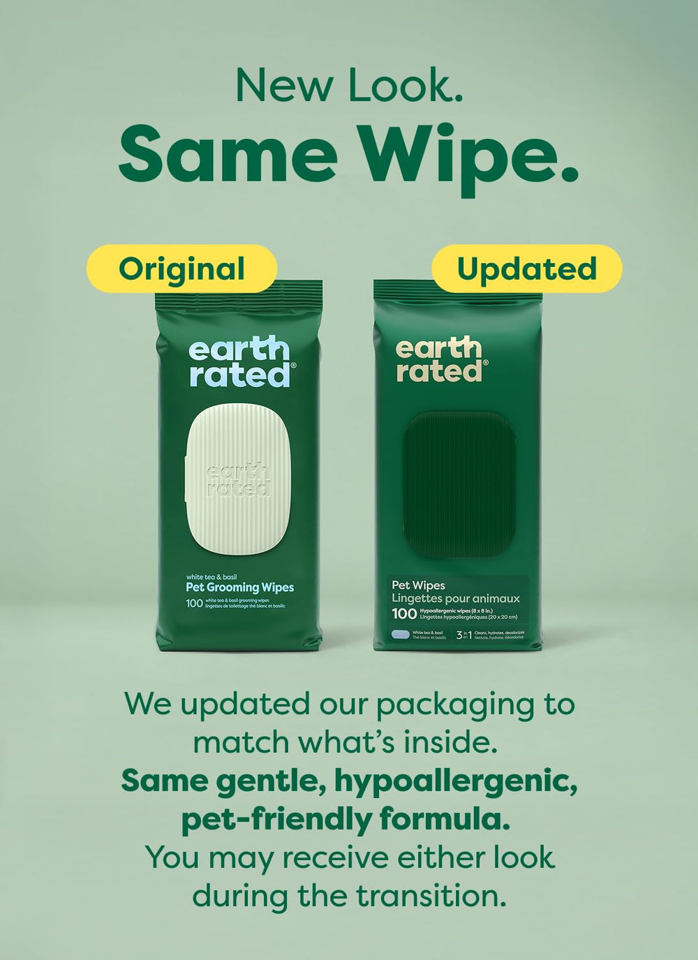Earth Rated Toallitas para cuerpo, hidratan y limpian el pelaje
