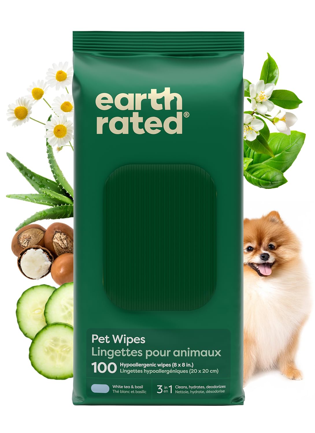 Earth Rated Toallitas para patas, limpieza suave y rápida para mascotas
