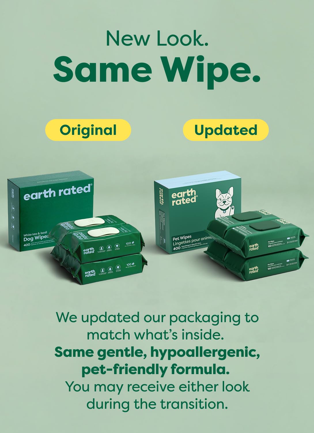 Earth Rated Pet Wipes limpieza texturizada de cuerpo en casa