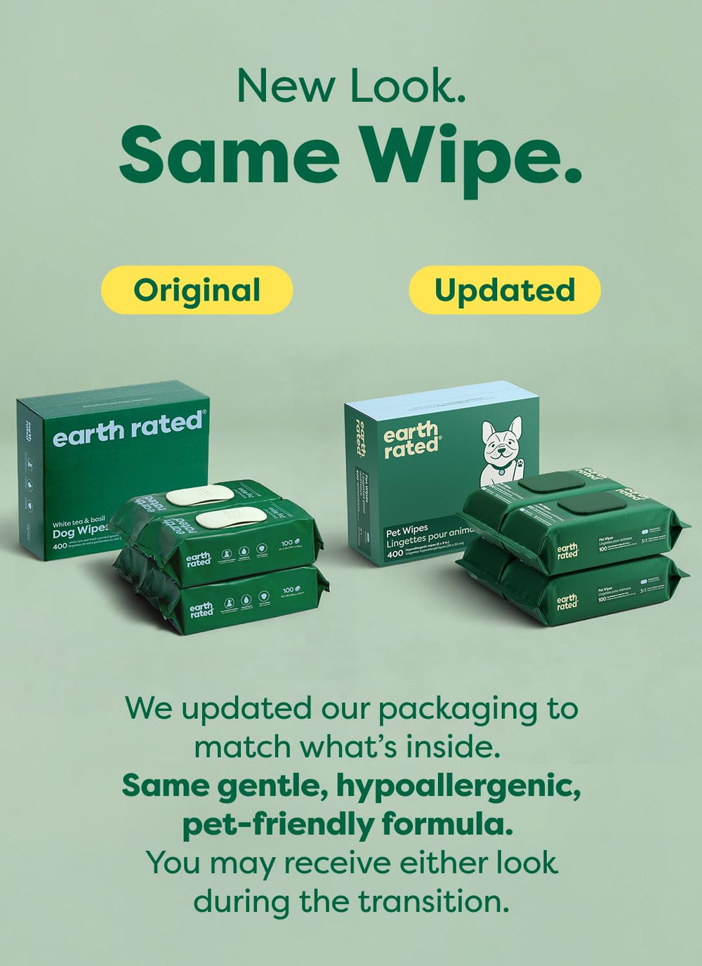 Earth Rated Pet Wipes limpieza texturizada de cuerpo en casa