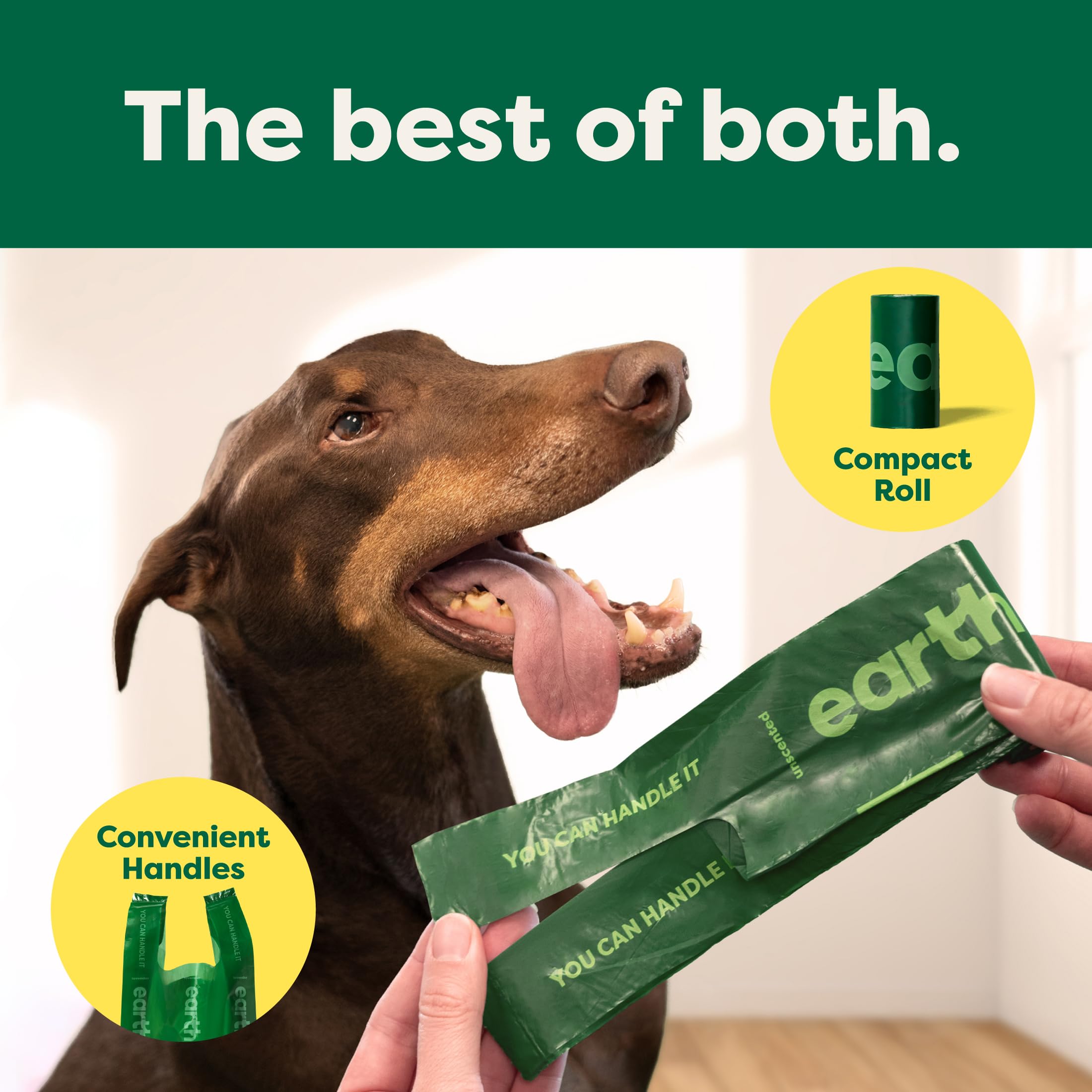Earth Rated rollo compacto con asa de cierre fácil para llevar en bolso o coche.