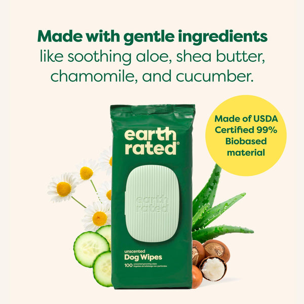 Earth Rated: toallitas con aloe y karité para hidratación suave.