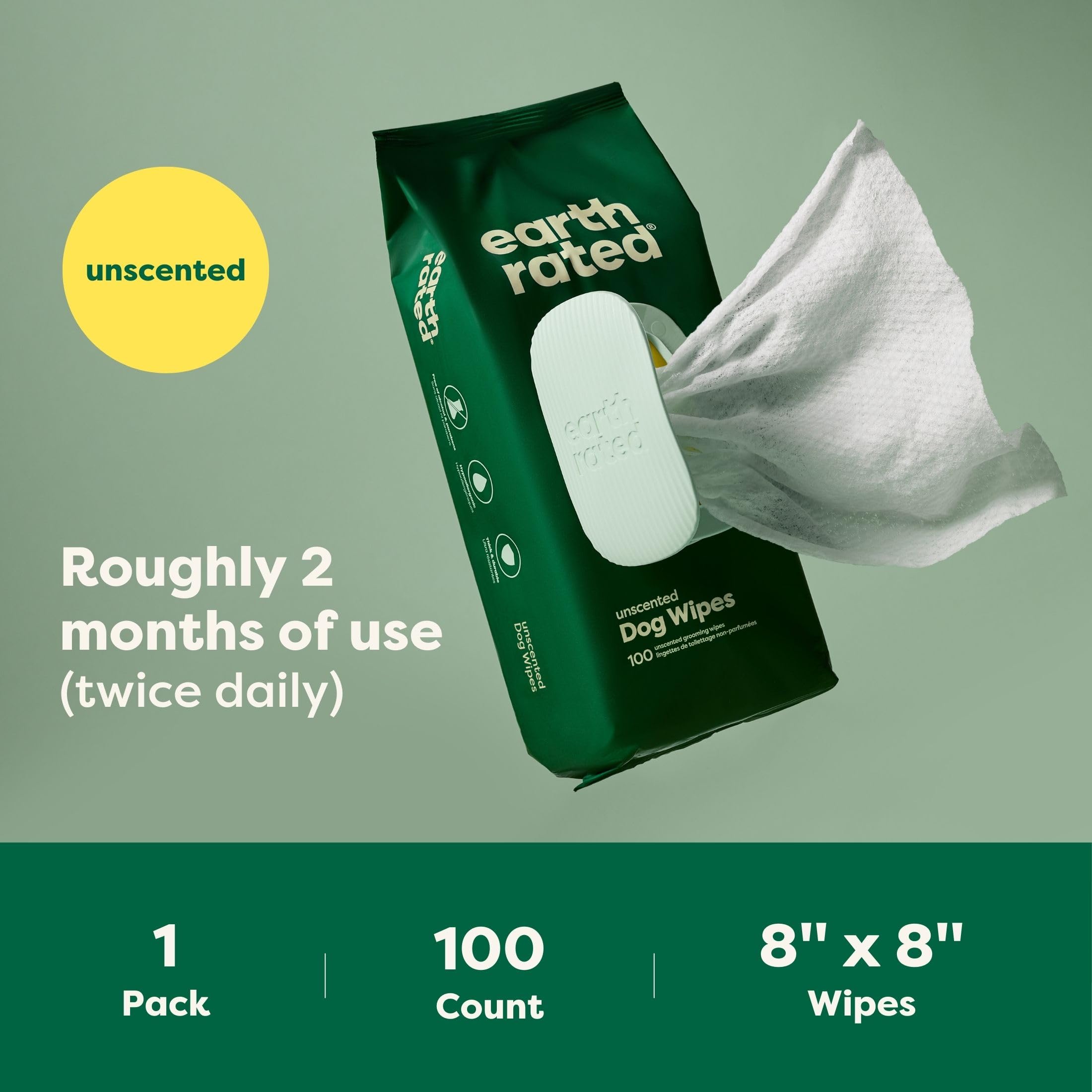 Earth Rated: toallitas no aptas para inodoro, uso responsable.