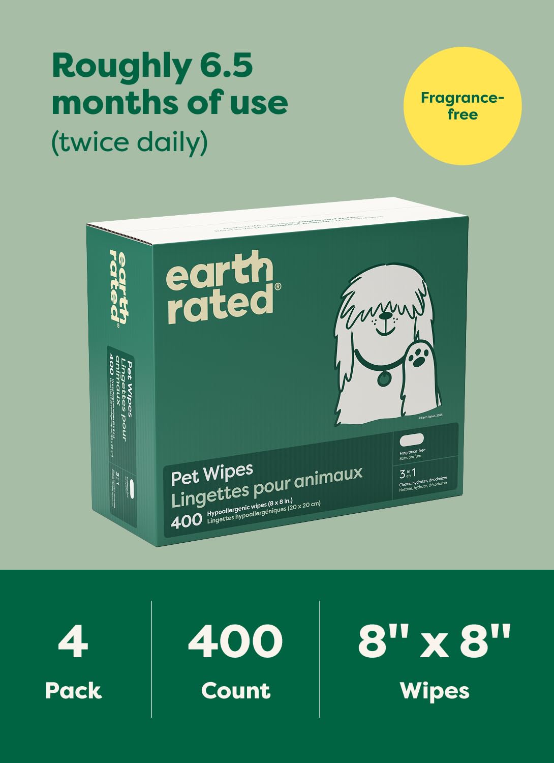 Earth Rated toallitas para mascotas: libres de alcohol y parabenos