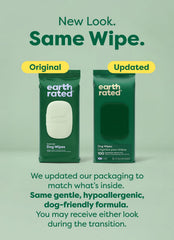 Earth Rated toallitas para perros, limpieza del cuerpo, alivio suave con aloe y manzanilla.
