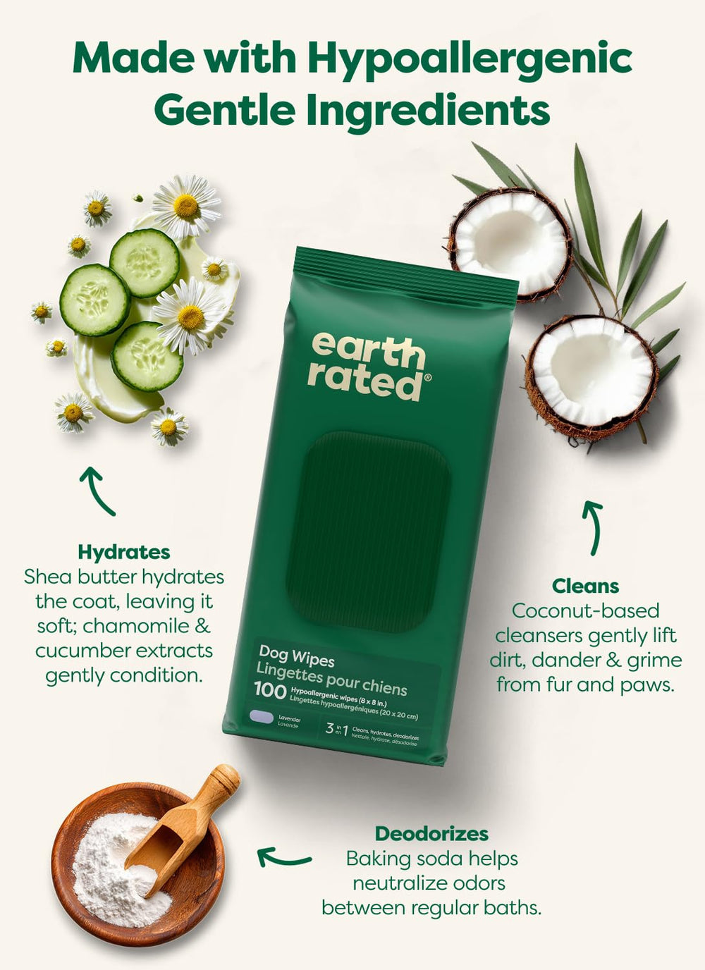 Earth Rated toallitas para cuidado de la piel del perro