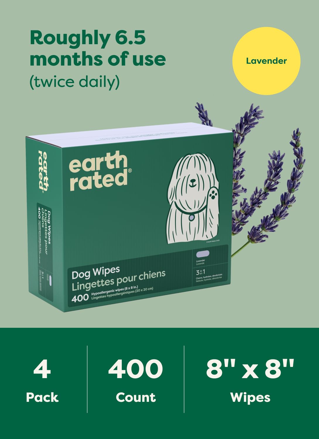 Earth Rated toallitas sin parabenas para uso seguro