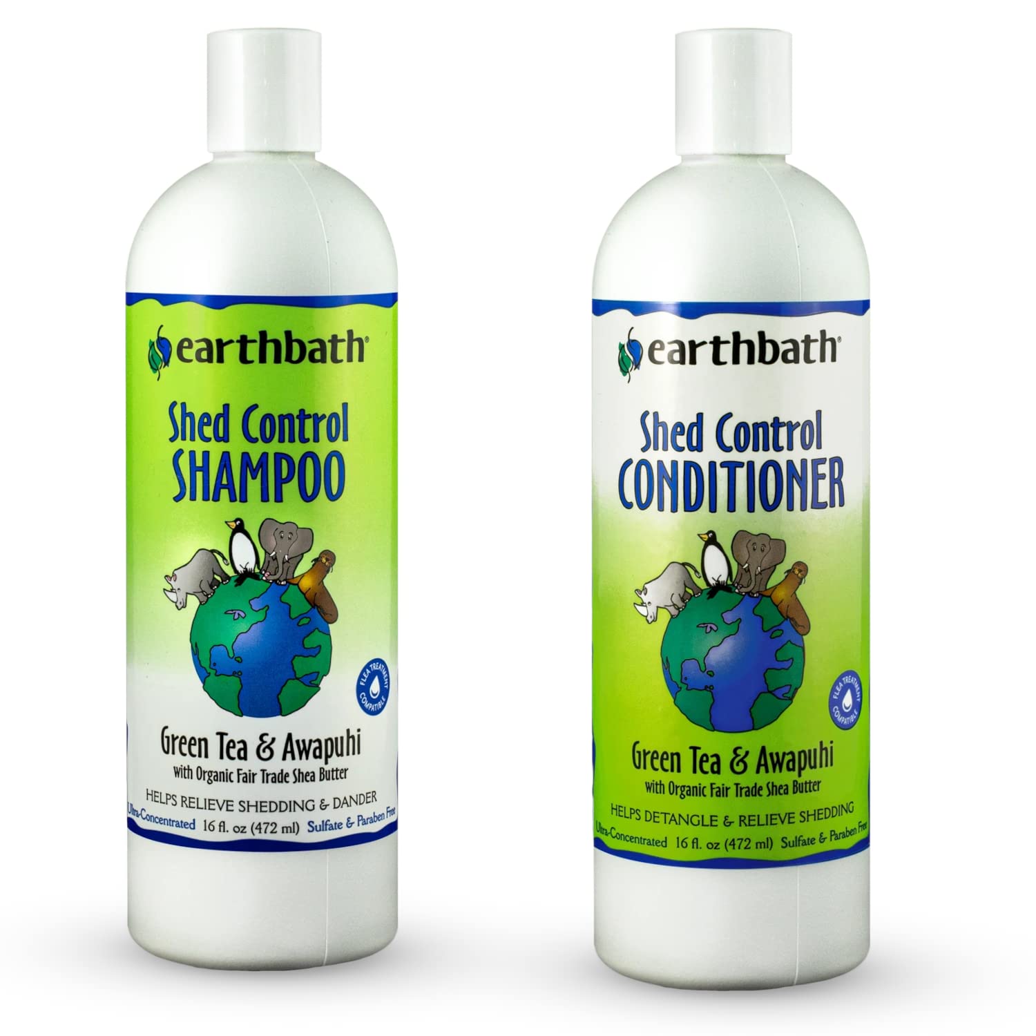 earthbath botella de champú para perros te verde awapuhi, limpieza profunda