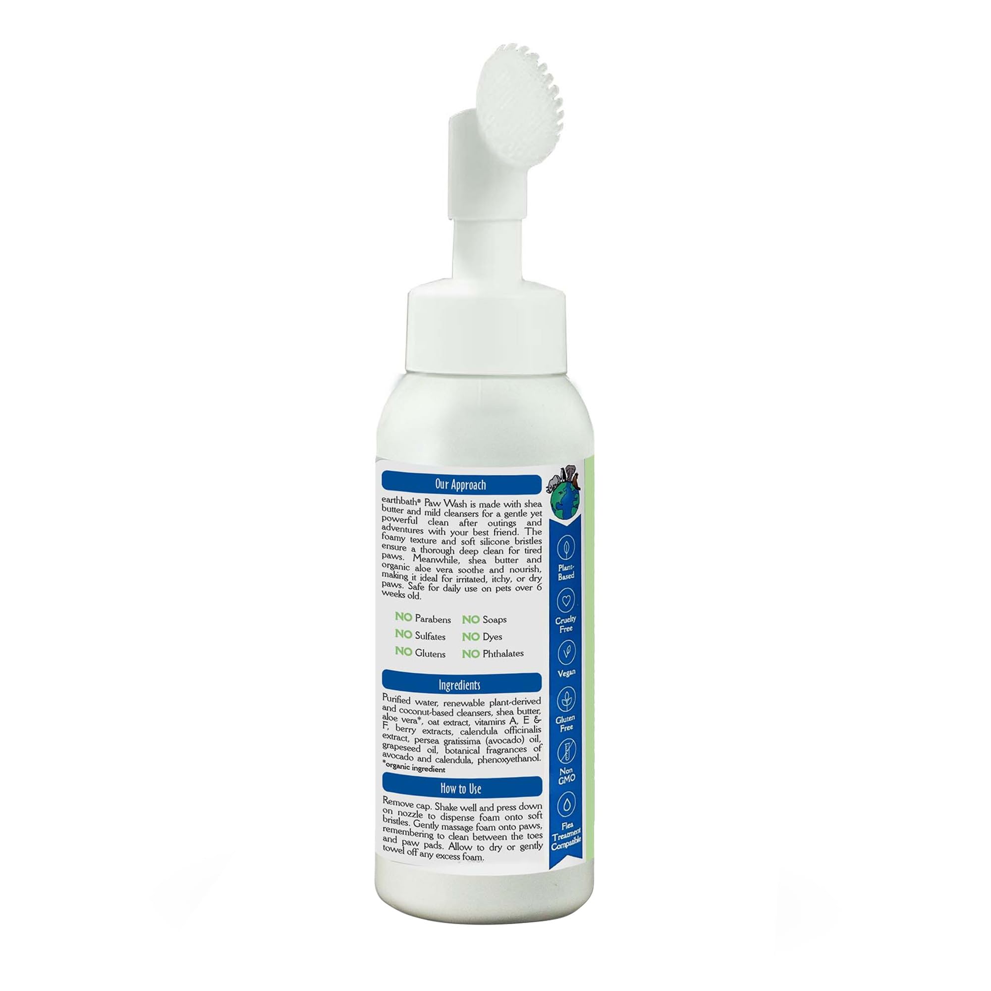 earthbath cepillo de silicona para patas, limpieza suave y profunda