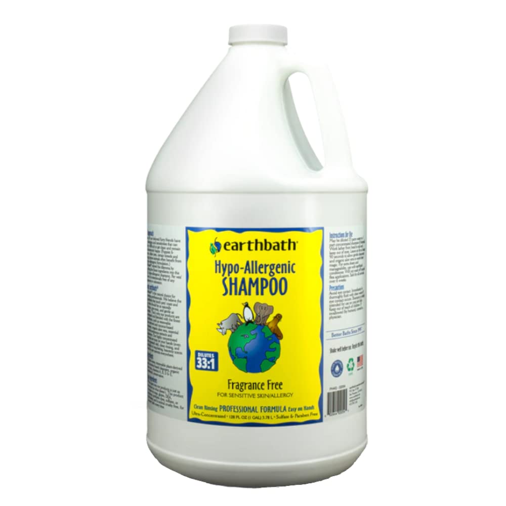 earthbath champú perro sin fragancia; botella de 128 oz para uso suave